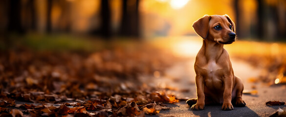Dog sits attentively gazes sideways with curiosity  - obrazy, fototapety, plakaty