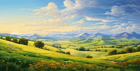 Embrace the Serenity: Green Hills Shaping the Enchanting Countryside Landscape Generative AI