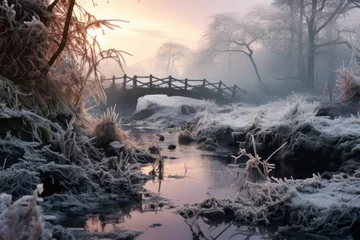Fototapeten Frosty Morning Landscapes - Generative AI © Sidewaypics