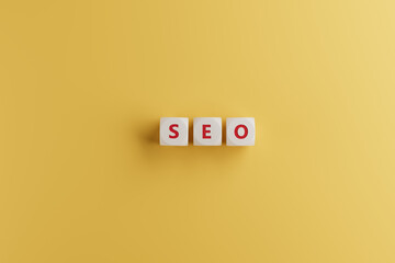 Search engine optimization. dices forms the word SEO