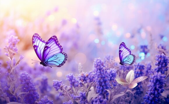 Explore the Mesmerizing World of Lavender Blooms & Dancing Butterflies Generative AI