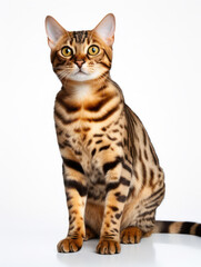 Fototapeta premium Bengal Cat Studio Shot Isolated on Clear Background
