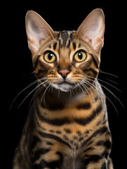 Naklejka premium Bengal Cat Studio Shot Isolated on Clear Background