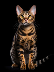 Fototapeta premium Bengal Cat Studio Shot Isolated on Clear Background
