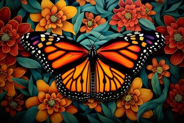 Mesmerizing Majesty: The Lone Monarch Butterfly Gracing a Stunning Blossom Generative AI