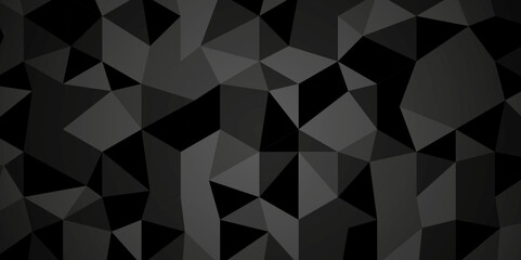 Seamless geometric pattern square shapes low polygon backdrop background. Abstract geometric wall tile and metal cube background triangle wallpaper. Gray and black polygonal background.