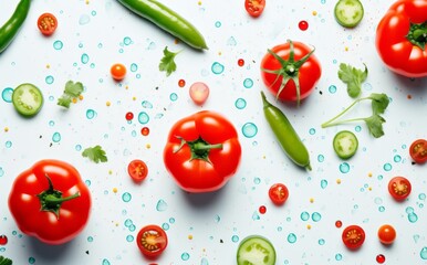 Experience the Vibrancy: Fresh Cucumbers and Ripe Tomatoes in Their Natural State Generative AI