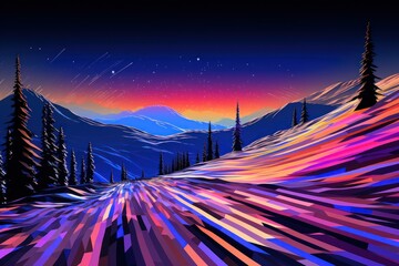 Ski Trail Patterns - Generative AI - obrazy, fototapety, plakaty