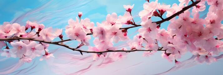 Breathtaking Beauty: Spring Cherry Blossom in Full Bloom Against Sky - Witness Nature's Miracle Generative AI