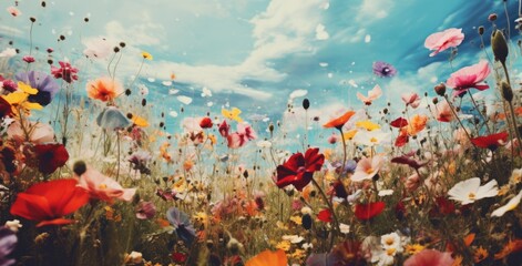 Experience the Vibrant Hues: Discovering the Sunny Meadow Flourishing with Colorful Blooms Generative AI