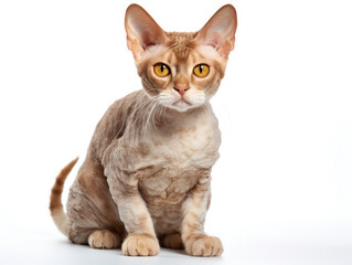 Devon Rex Cat Studio Shot Isolated on Clear Background