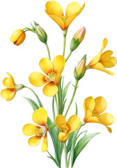 Watercolor paintings of Bird’s foot trefoil flowers. 