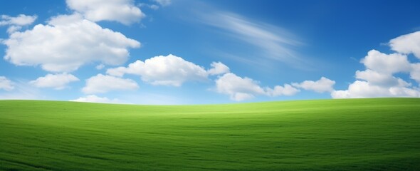 Fototapeta na wymiar Discover the Serenity: Vibrant Green Fields under Mesmerizing Blue Skies! Generative AI