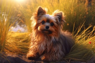 Adorable Small Fluffy Dog Enjoys Serenity in Nature #2 Generative AI