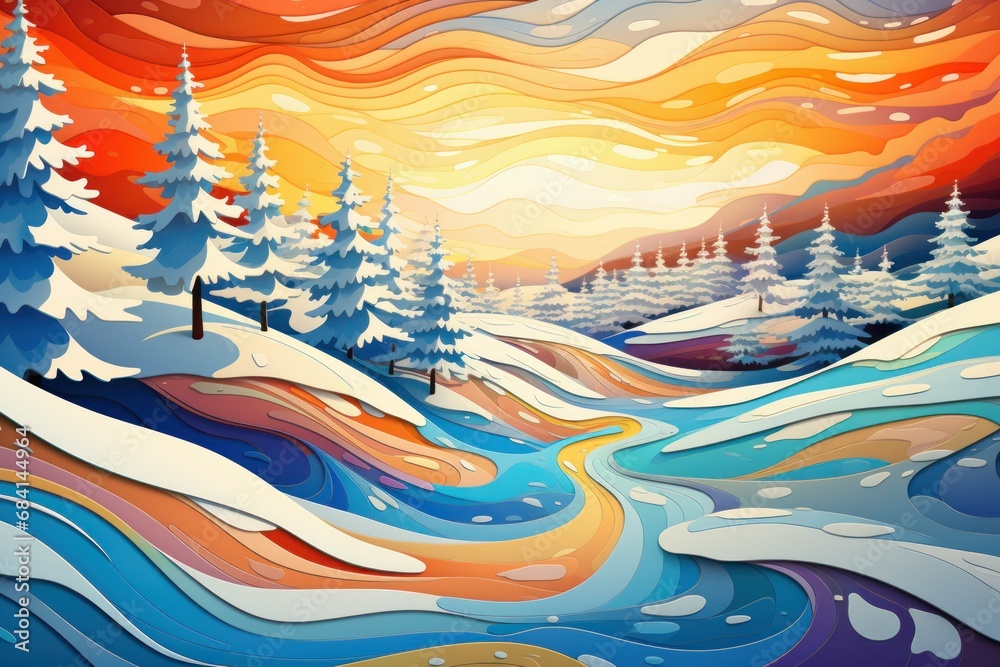 Wall mural Ski Trail Patterns - Generative AI