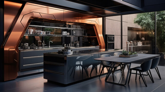 Modern Metallic Kitchen With Smart Appliances