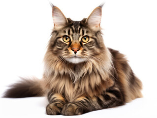 Fototapeta premium Maine Coon Cat Studio Shot Isolated on Clear Background