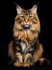 Fototapeta premium Maine Coon Cat Studio Shot Isolated on Clear Background
