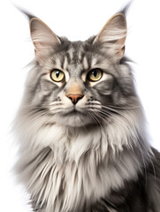 Fototapeta premium Maine Coon Cat Studio Shot Isolated on Clear Background