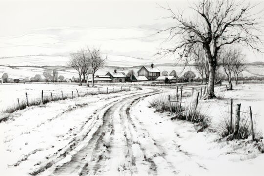 Snowy Countryside Drives - Generative AI