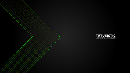 Abstract green line on dark background. Concept technology futuristic lines with light effect. Space for text. Motion lines vector design for cover, brochure, book, banner web, flyer, advertising.