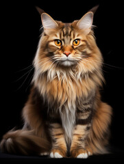 Fototapeta premium Maine Coon Cat Studio Shot Isolated on Clear Background