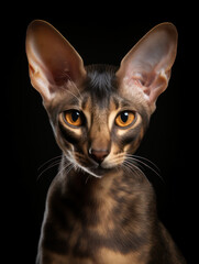Oriental Shorthair Cat Studio Shot Isolated on Clear Background