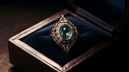 A detailed 4K shot of an Alexandrite Cat's Eye in a jeweler's velvet box, highlighting the gem's enchanting appearance