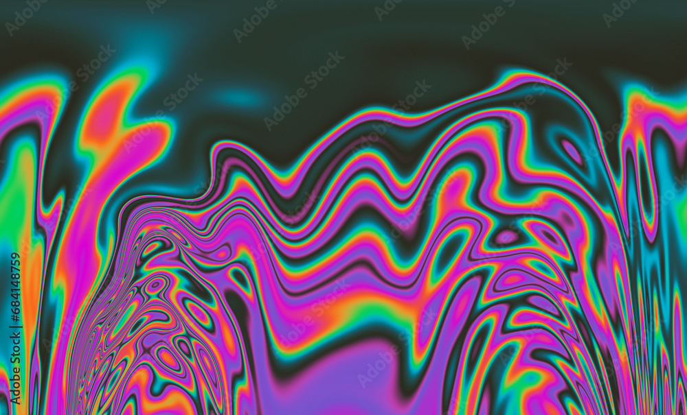 Poster Trippy backdrop adorned with vibrant neon glitch patterns and a mesmerizing polarization overlay.