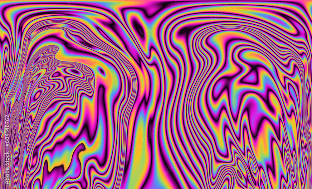 Fototapete 
A vivid and mesmerizing scene filled with neon-toned glitched patterns, elevated by an enchanting polarization effect, creating a vibrant and trippy backdrop.