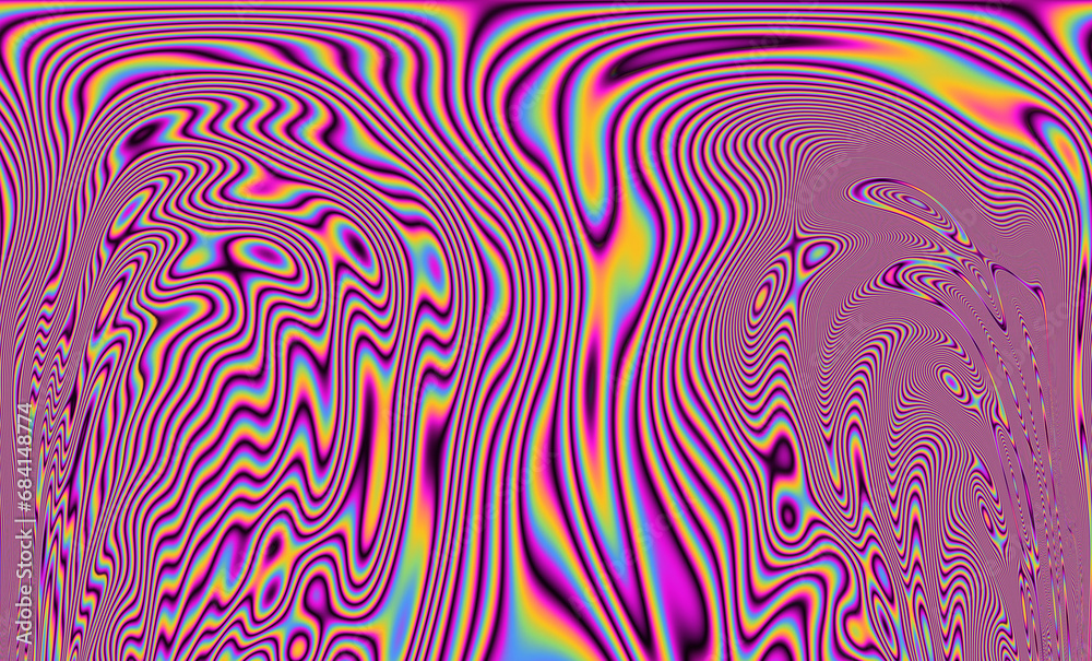 Aufkleber 
A vivid and mesmerizing scene filled with neon-toned glitched patterns, elevated by an enchanting polarization effect, creating a vibrant and trippy backdrop.