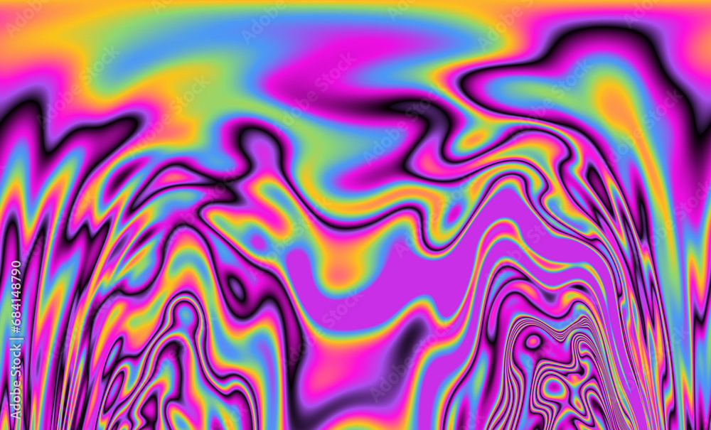 Poster Trippy backdrop adorned with vibrant neon glitch patterns and a mesmerizing polarization overlay.