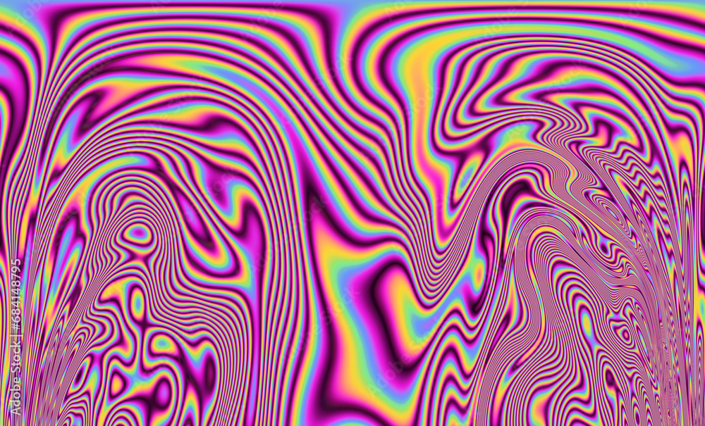 Aufkleber iridescent psychedelic trippy abstract background in neon rainbow colors.