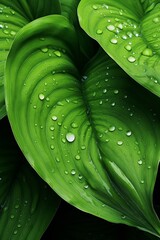 Immerse in the Intricate Beauty: Up-Close Shot of a Dew-kissed Green Leaf Generative AI