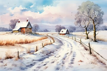 Snowy Countryside Drives - Generative AI