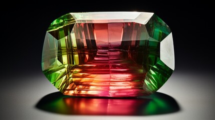 A full ultra HD, 4K image capturing the stunning Watermelon Tourmaline with precision, highlighting the gradation of colors and facets