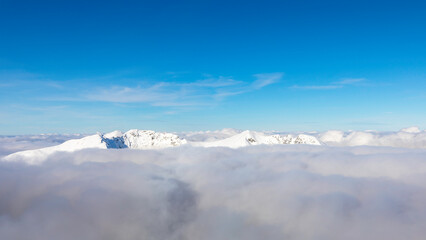 snow covered mountains in winter