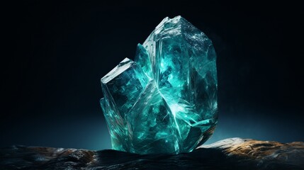 A Grandidierite gemstone with a translucent quality that makes it look like it holds the ocean within. 4K, high resolution, full ultra HD