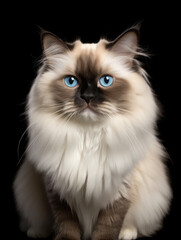 Fototapeta premium Ragdoll Cat Studio Shot Isolated on Clear Background