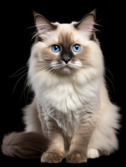 Fototapeta premium Ragdoll Cat Studio Shot Isolated on Clear Background
