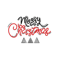 Hand Drawn Merry Christmas Text Vector Design.