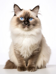 Ragdoll Cat Studio Shot Isolated on Clear Background