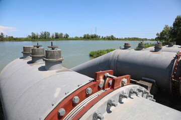 very big dewatering tubes of dewatering pump in the industrial site