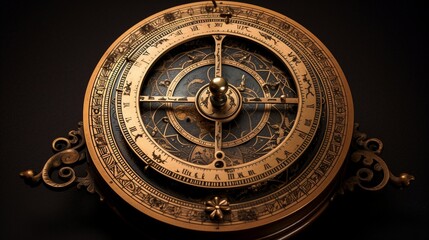 an antique astrolabe with celestial patterns
