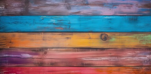 Naklejka premium old rustic abstract painted wooden wall table floor texture - Colorful multicolored wood painting background 