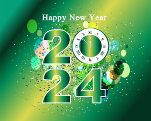 Happy New Year 2024, New Year Greeting template, 2024 free Vector
