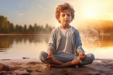 Fototapeta premium Meditation for Children: Teaching Kids Coping Mechanisms and Improving Mental Wellness