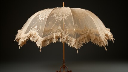 an antique lace parasol with delicate frills - obrazy, fototapety, plakaty