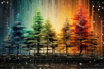 Christmas Trees - Generative AI - obrazy, fototapety, plakaty