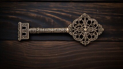 an antique skeleton key with intricate designs
